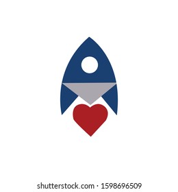 love letter rocket logo design template
