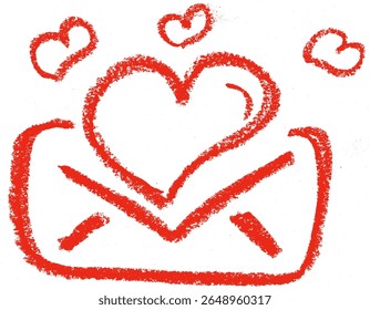 Carta de Amor Romance Relacionado Ícone giz de giz de cera Desenho Vetor