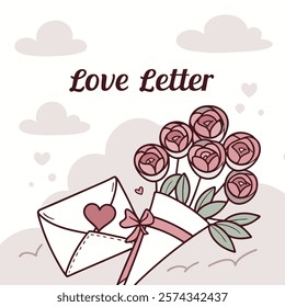 Love Letter and Roses Valentine's Day 