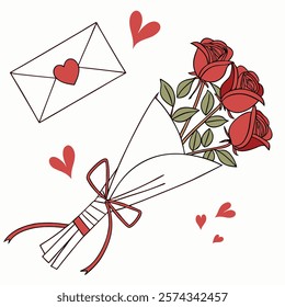 Love Letter and Roses Valentine's Day 