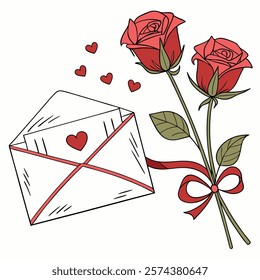 Love Letter and Roses Valentine's Day 