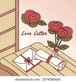 Love Letter and Roses Valentine's Day 
