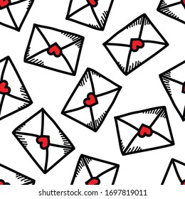love letter seamless doodle pattern, vector illustration