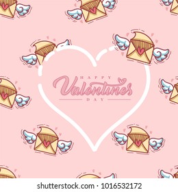 love letter seamless pattern cartoon style for valentine with text inside frame. background for valentine. vector illustration
