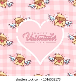 love letter seamless pattern cartoon style for valentine with text inside frame. background for valentine. vector illustration