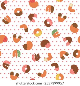 LOVE letter seamless pattern pink dots