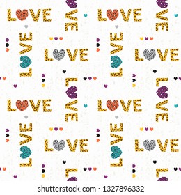 Love letter seamless pattern. Valentine day design with leopard decoration. Vector illustration.