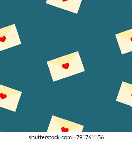 Love letter seamless pattern vector. The tiny love letter on dark blue background.