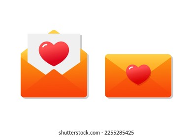 Love letter sign symbol. Email with heart icon. Vector illustration