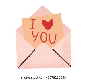Love letter. Simple envelope card for Valentine's Day. Message in love concept. Vector illustration