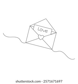 Love letter single-line art beautifully captures the essence of affection and connection, with a single flowing line that represents the heartfelt emotions shared on Valentine's Day.