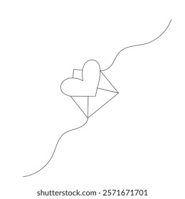 Love letter single-line art beautifully captures the essence of affection and connection, with a single flowing line that represents the heartfelt emotions shared on Valentine's Day.