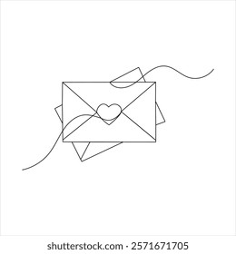 Love letter single-line art beautifully captures the essence of affection and connection, with a single flowing line that represents the heartfelt emotions shared on Valentine's Day.