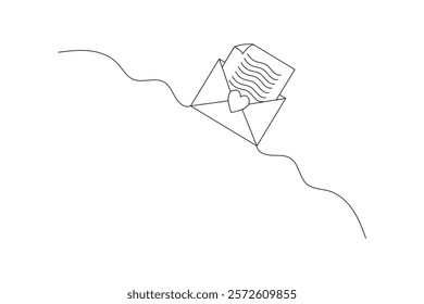 Love letter single-line art elegantly depicts the simplicity and depth of emotions, capturing the essence of love in a continuous, flowing line.