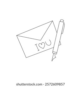 Love letter single-line art elegantly depicts the simplicity and depth of emotions, capturing the essence of love in a continuous, flowing line.