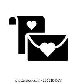 love letter solid icon illustration vector graphic. Simple element illustration vector graphic, suitable for app, websites, and presentations isolated on white background