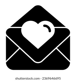 Love letter solid icon. Valentine card vector illustration isolated on white. Envelope with heart glyph style design, designed for web and app. Eps 10
