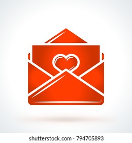 Love letter . St. Valentines Day vector design element. Love, wedding or dating romantic decorative symbol