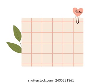 Love letter template with copy space for text. Paper notebook sheet. Vector illustration