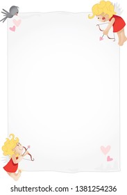 Love letter template with two cupids