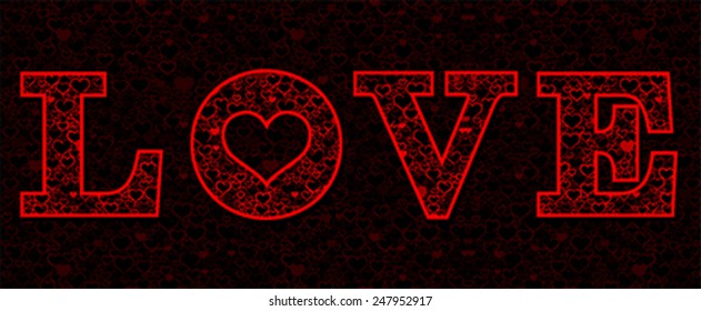 Love letter text background with heart. Valentine concept, vector