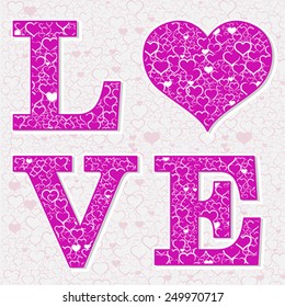 Love letter text background with heart. Valentine concept, vector