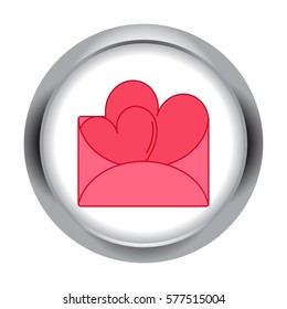 Love letter or two hearts in envelope symbol sign flat icon on background