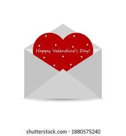 Love letter with valentine in gray envelope. Vector illustration.
