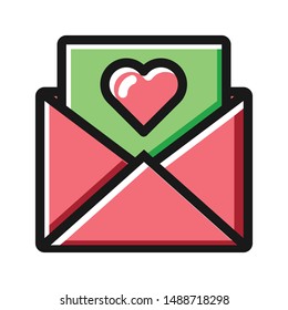 Love letter valentine line icon logo design