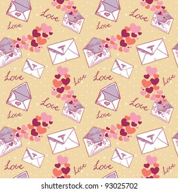 Love letter Valentine seamless texture with confetti hearts