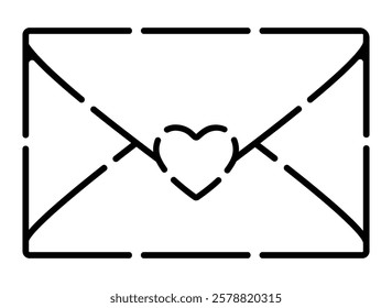 Love Letter, Valentine's Day Heart Envelope Stencil for Cutting and Pastry - Vector Template for Cutting. PYO Design, Cookie Stencil