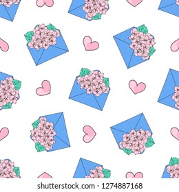LOVE LETTER Valentine's Day Seamless Pattern Vector Illustration for Print, Fabric and Digital Paper.