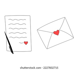 Love letter for Valentine's day. White envelope with heart. Vector illustration