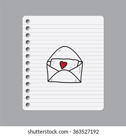 Love letter valentines doodle vector