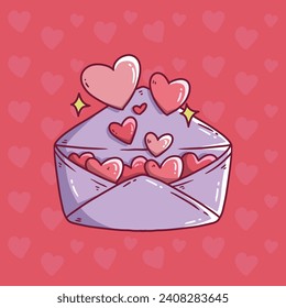 Love letter vector cartoon illustration. Valentine vector illustration. Hand drawn vector illustration.