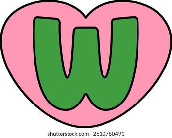 Love Letter Vector Element Alphabet W