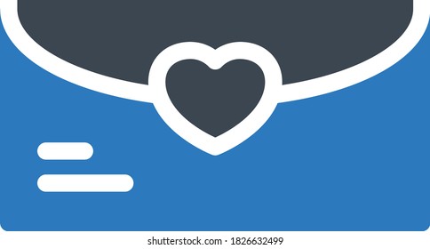 love letter vector glyph color icon 