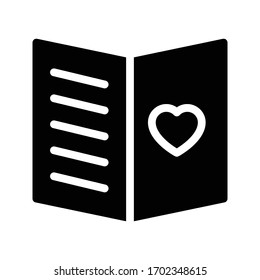 icono plano de glifo vectorial de carta de amor 