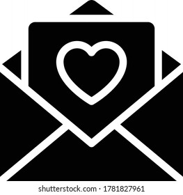 icono plano de glifo vectorial de carta de amor 