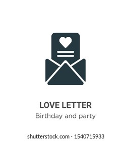 Love letter vector icon on white background. Flat vector love letter icon symbol sign from modern birthday and party collection for mobile concept and web apps design.