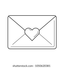 Love letter vector line icon isolated on white background. Envelope with a love heart on valentine day line icon for infographic, website or app.