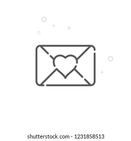 Love Letter Vector Line Icon. Wedding Invitation Symbol, Pictogram, Sign. Light Abstract Geometric Background. Editable Stroke. Adjust Line Weight. Design with Pixel Perfection.