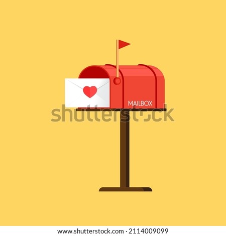 Love letter vector. Mailbox vector. mailbox on white background. Love letter in mailbox.