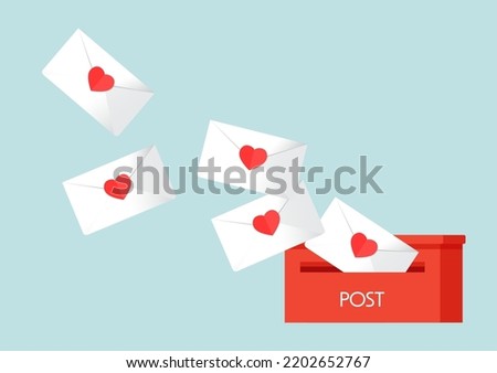 Love letter vector. Mailbox vector. mailbox on white background. Love letter in mailbox.