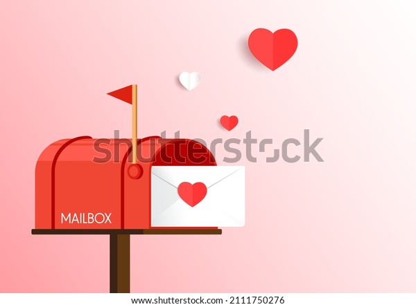 Love letter vector. Mailbox vector.\
mailbox on white background. Love letter in\
mailbox.