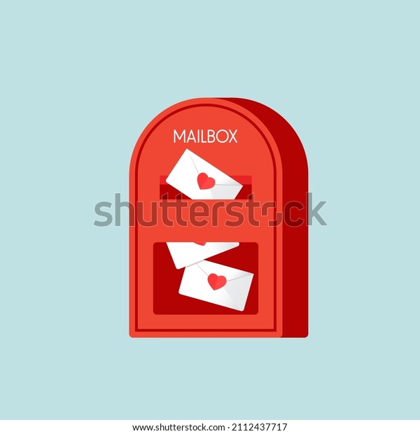 Love letter vector. Mailbox vector.\
mailbox on white background. Love letter in\
mailbox.