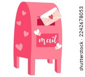Love letter vector. Mailbox vector. Love letter in mailbox. Vector stock of a mail box with a love letter inside.	