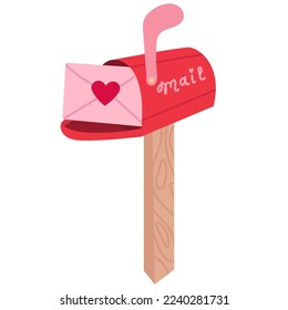 Love letter vector. Mailbox vector. Love letter in mailbox. Vector stock of a mail box with a love letter inside.