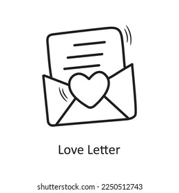 Love Letter vector outline hand draw Icon design illustration. Valentine Symbol on White background EPS 10 File