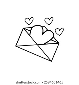 Love Letter with Love Vector – Romantic Heart and Envelope Design for Valentine's Day, Love, and Romance Themes